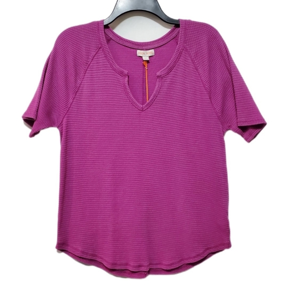 Knox Rose Tops - Knox Rose Purple Shirt Notch Neck Thermal Top Size Large NWT